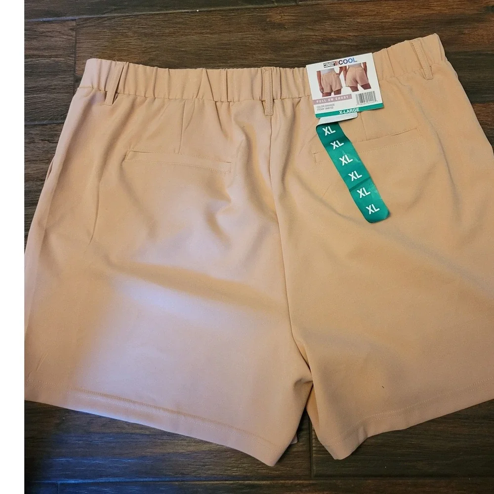 32Degrees Womens Pull On Shorts XL Orange Peach Pleated Elastic Waist‎ NEW 701